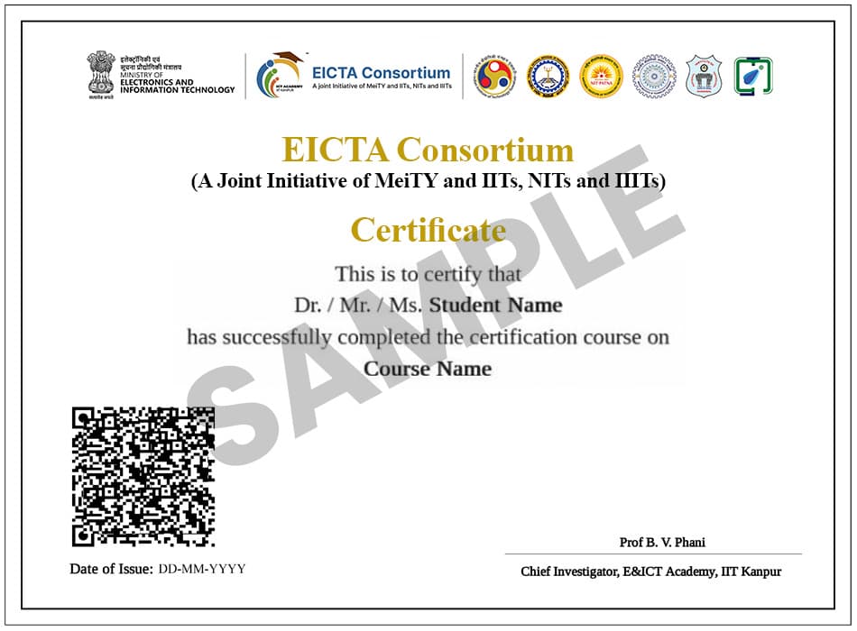E&ICT Academy IIT Kanpur Certificate